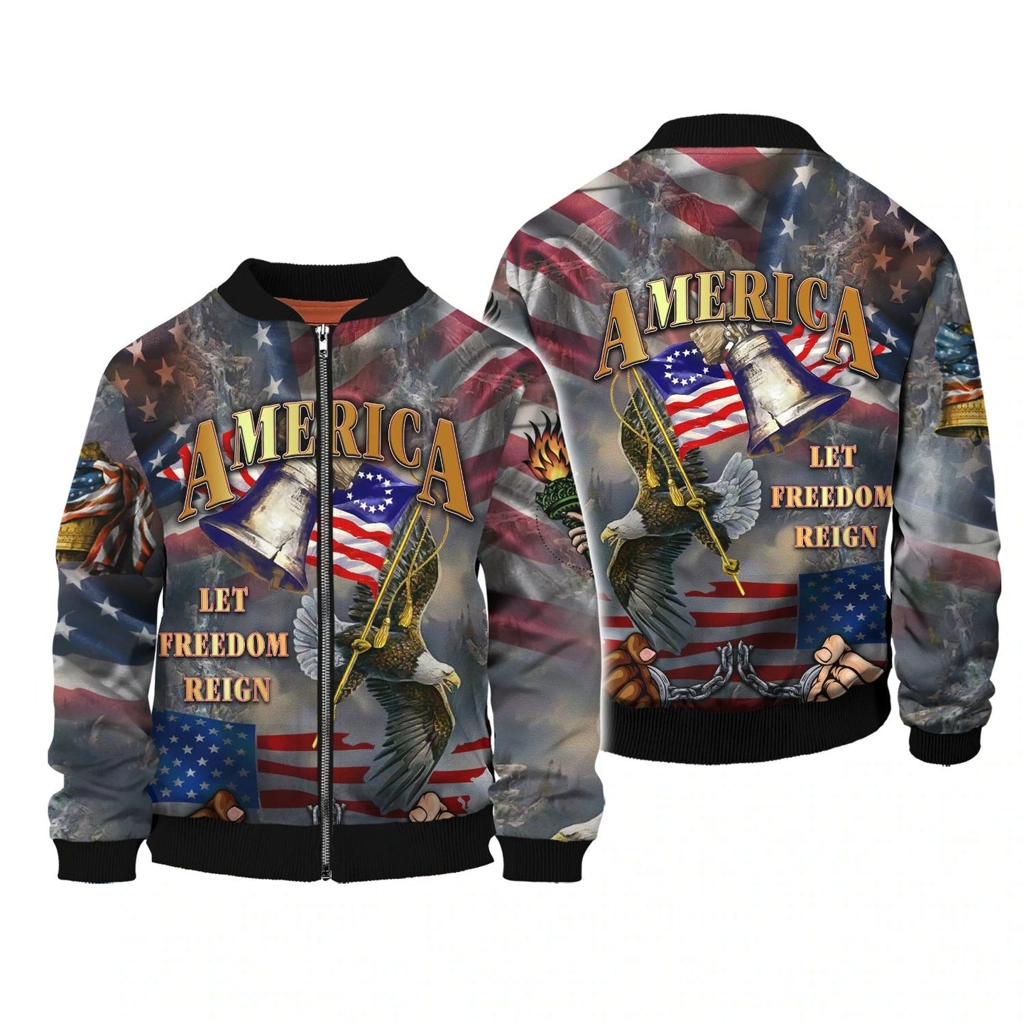 Independence American Let Freedom Reign 3D All Over Print Tee Shirt Hoodie 3D Bomber Sweatshirt 4Th July USA Shirt TO0146