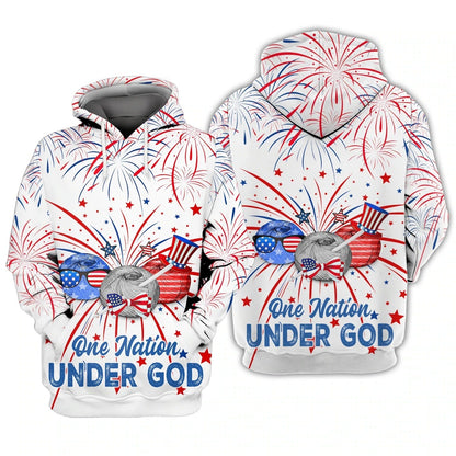 Independence Day Is Coming Crochet One Nation Under God 3D Full Print T Shirt, 3D Hoodie Pride 4Th July Strong American TO0157