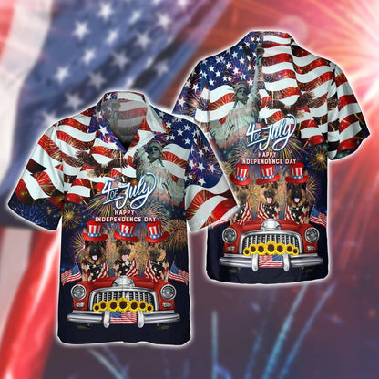 German Shepherd American Hawaiian Shirt - Independence Day Is Coming 3D All Over Print T Shirt - 4Th Of July 3D Hoodie TO0167