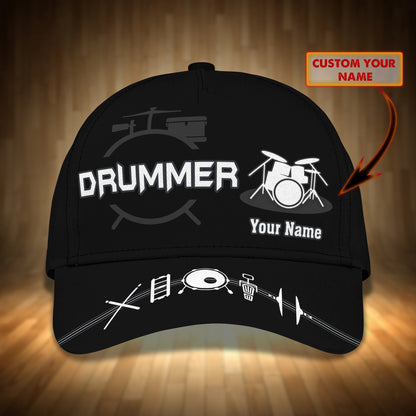 3D Classic Cap Drummer Personalized Name Cap 15 Rinc Lasfour CA2155