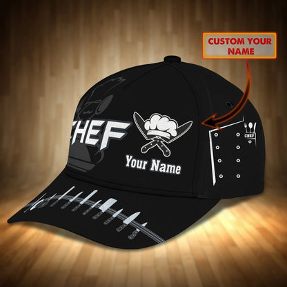 Custom With Name Chef Gear And Uniform Black Baseball Cap For Master Chef, Premium Quality Classic 3D Chef Cap CO0406