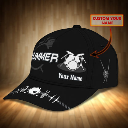 3D Classic Cap Drummer Personalized Name Cap 15 Rinc Lasfour CA2155