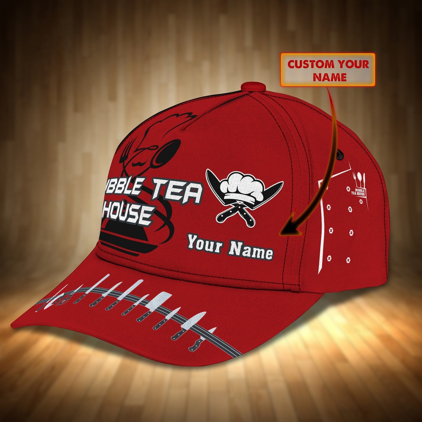 3D Classic Cap Bubble Tea House Personalized Name Cap Kd03 Lasfour CA2153