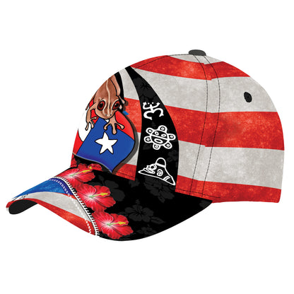 Customize Name Puerto Rico Coqui Maga Flower All Printed Classic Cap CO0152