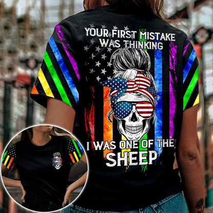 Pride Shirt For Lesbian, Your First Mistake Was Thinking I Was One Of The Sheep, LGBT Skull Gift For Gay LO0690