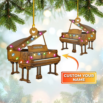 Customized Name Many Type Piano Shaped Acrylic Christmas Ornament, Perfect Gift for Musician SO0783