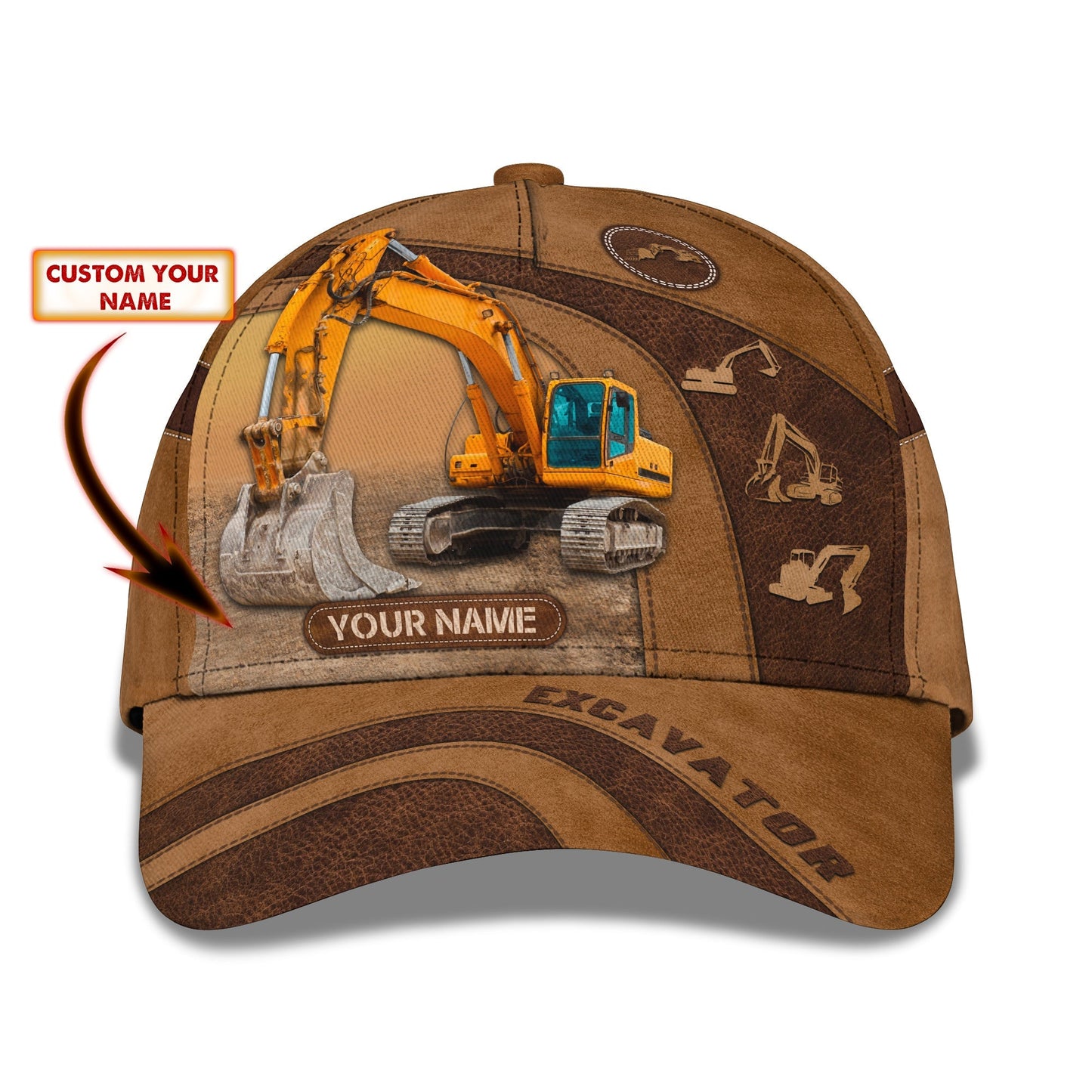 3D Classic Cap Excavator Personalized Name Cap Lasfour CA1978