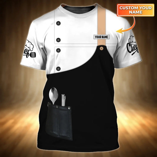 Personalized Blank And White Chef Shirt Cooking Tshirt Master Chef Cook Shirt 3D Chef Clothing Men Women TO2707