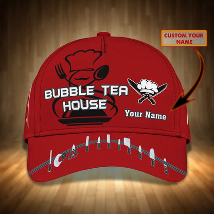 3D Classic Cap Bubble Tea House Personalized Name Cap Kd03 Lasfour CA2153