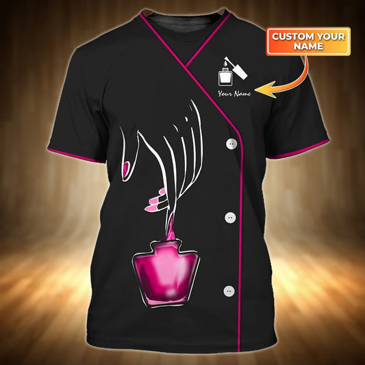 Custom Nail Technician Black And Pink Shirt Nail Pattern, Nail Shirts For Men Women TO1156