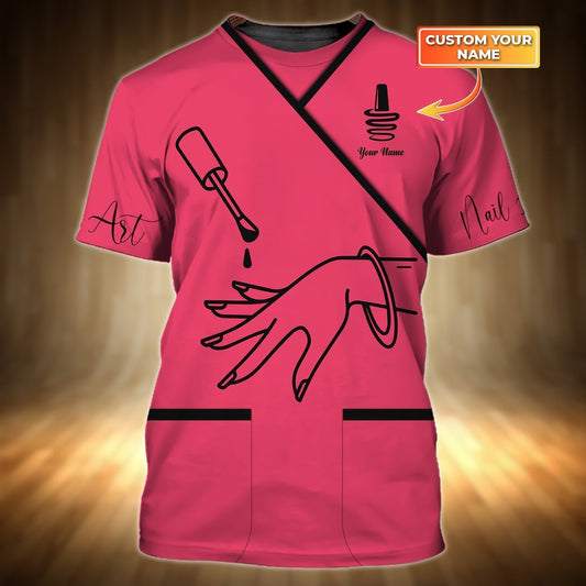 Personalized 3D Pink T Shirt Nail Technician TO1164