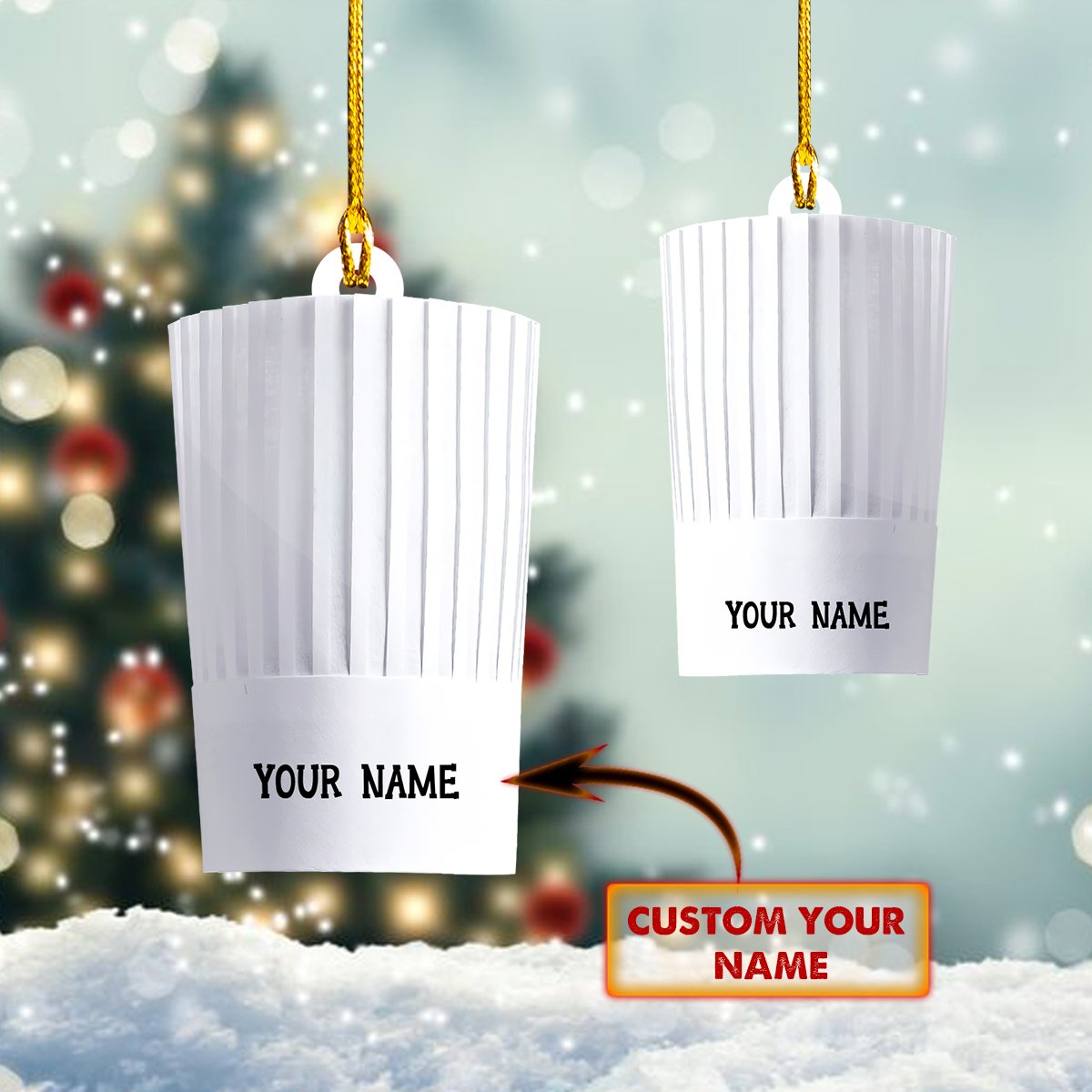 Personalized Name Hat Chef Ornament, Any Style Hat Chef Christmas Ornament, Idea Gift for Chef SO1186