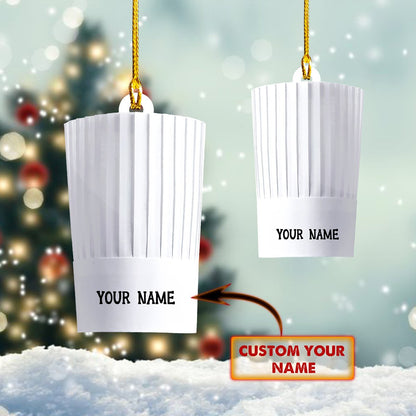 Personalized Name Hat Chef Ornament, Any Style Hat Chef Christmas Ornament, Idea Gift for Chef SO1186