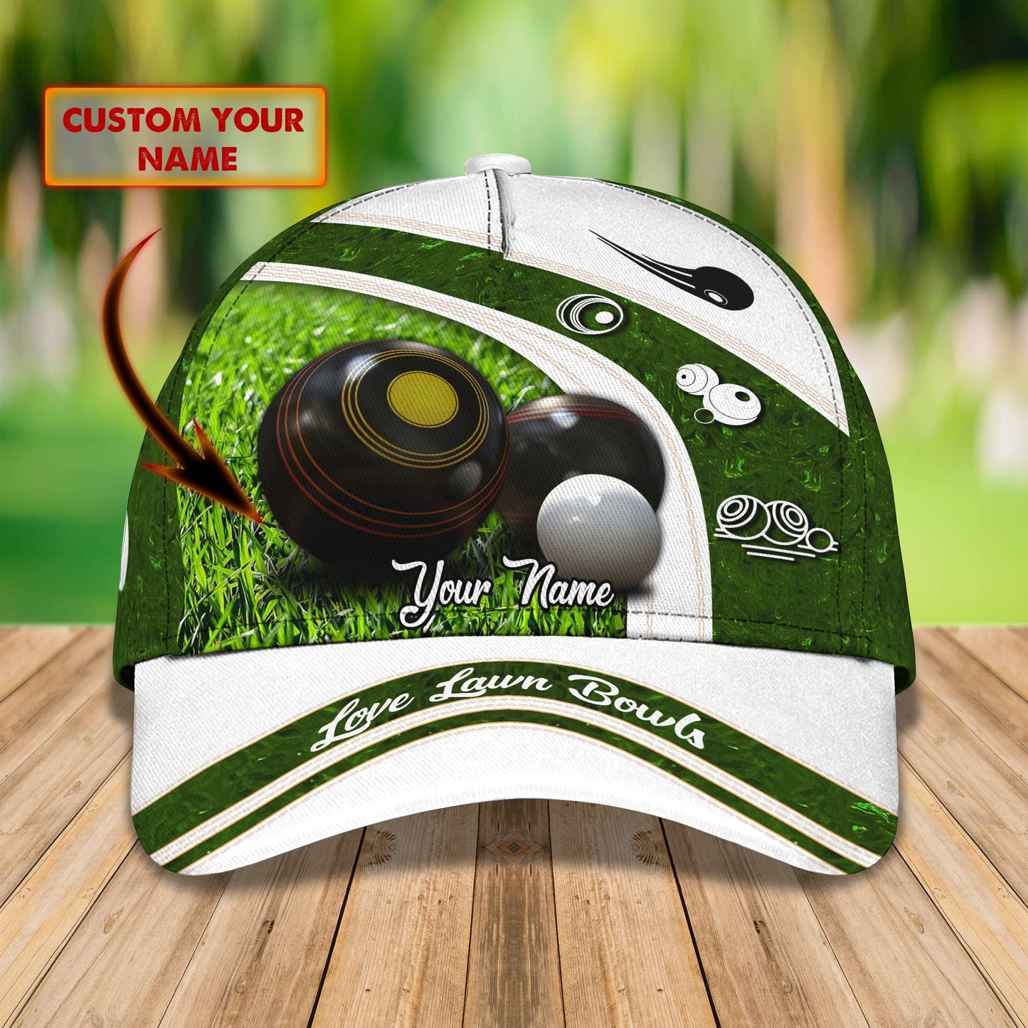 3D Classic Cap Lawn Bowls Personalized Name Cap Lasfour CA1733