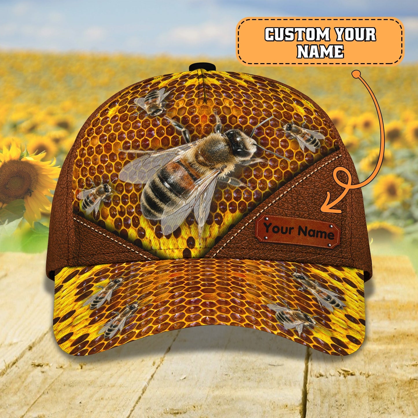 3D Classic Cap Bee Loves Personalize Name Cap Nama257 Lasfour CA1410