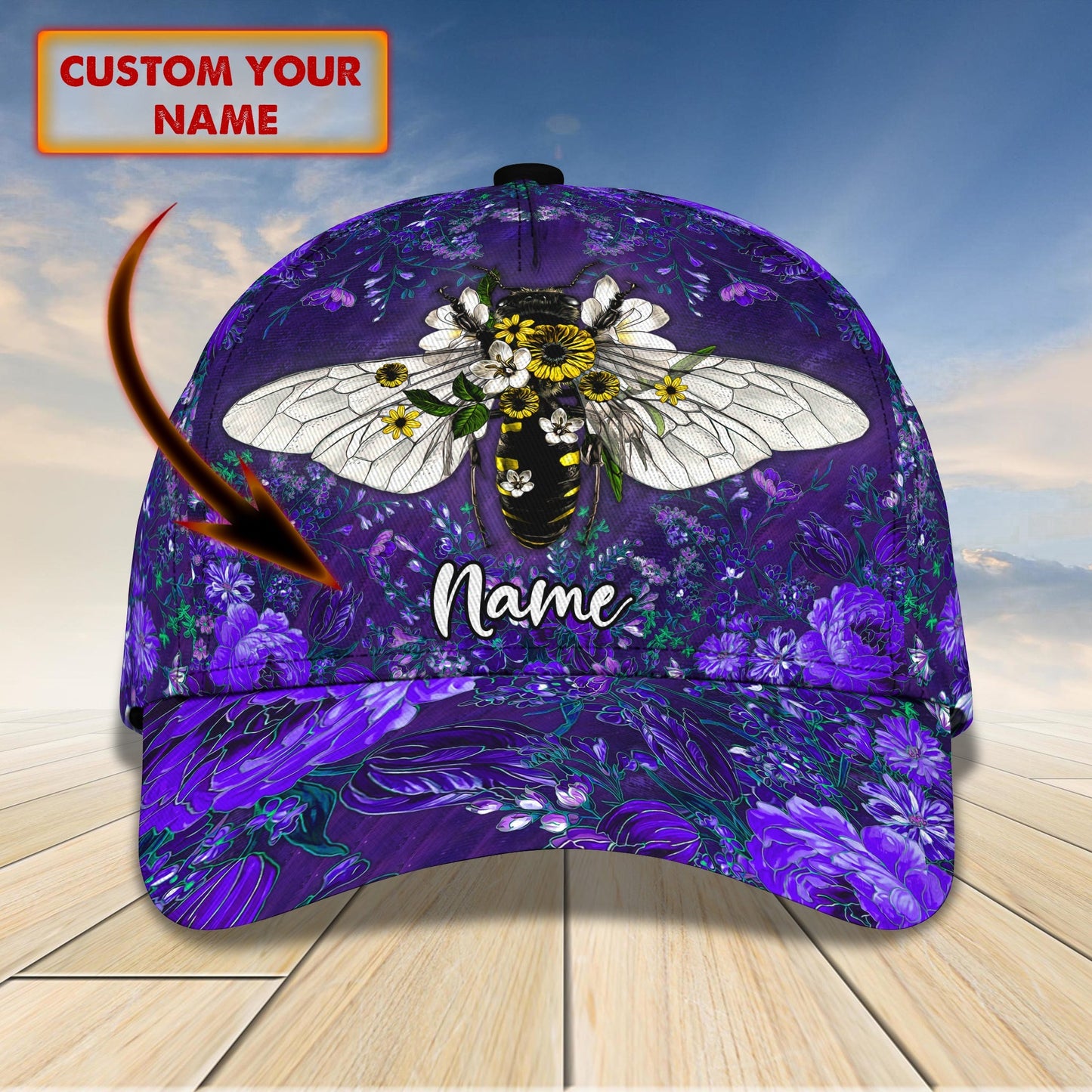 3D Classic Cap Bee Purple Personalized Name Cap Namacap084 Lasfour CA1462