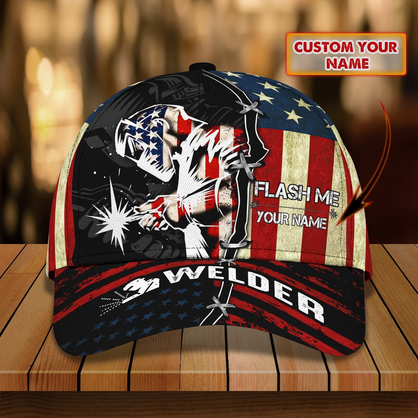 3D Classic Cap Welder Americanpersonalized Name Cap Lasfour CA0900