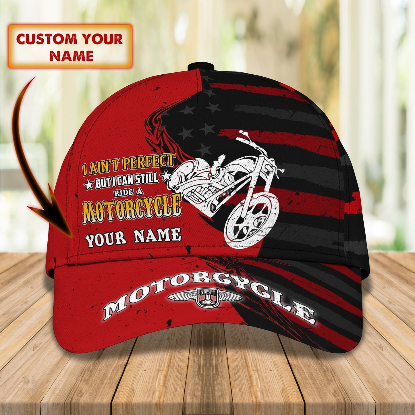 3D Classic Cap Motorcycle Personalized Name Cap 68 Lasfour CA1151