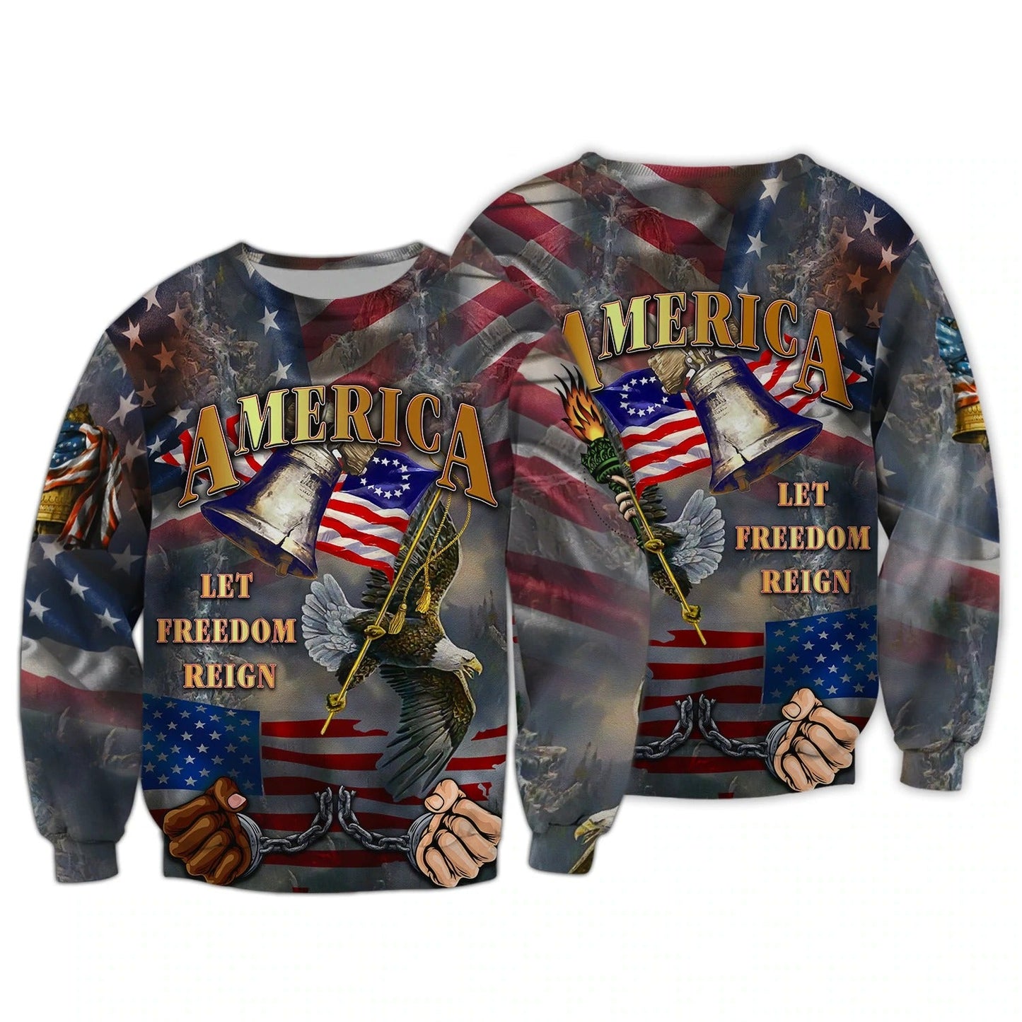 Independence American Let Freedom Reign 3D All Over Print Tee Shirt Hoodie 3D Bomber Sweatshirt 4Th July USA Shirt TO0146