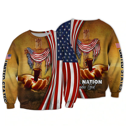 One Nation Under God 3D All Over Print Shirt Bomber, Patriotic Independence Day United States Strong American 3D Shirts TO0212