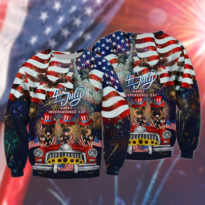 German Shepherd American Hawaiian Shirt - Independence Day Is Coming 3D All Over Print T Shirt - 4Th Of July 3D Hoodie TO0167