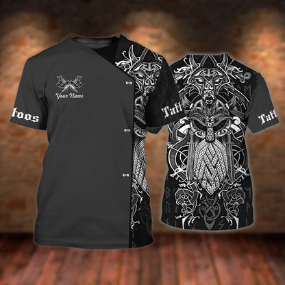 Custom Tattoo Viking Shirt Men, Tattoo Artist Gift For Him, 3D Shirt For Tattoo Shop TO2614