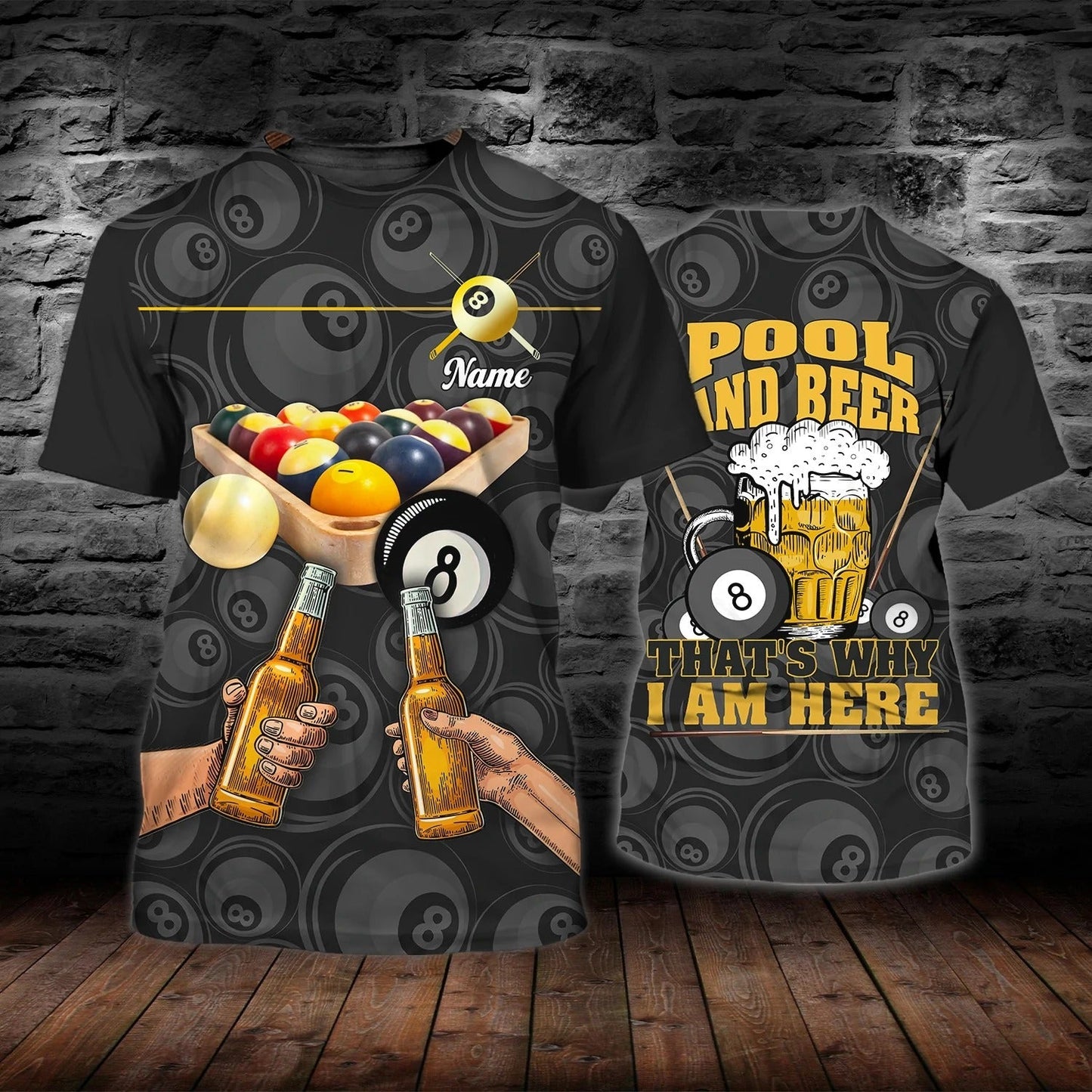 Personalized Billiard Shirt Pool And Beer 3D All Over Print T Shirt Gift For Billiard Player Team Uniform TO1620