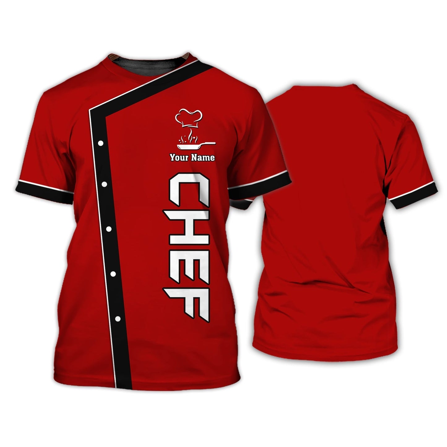 3D All Over Print Red Chef Shirt Chef Personalized Name 3D Tshirt Gift For Chef Restaurant TO2893