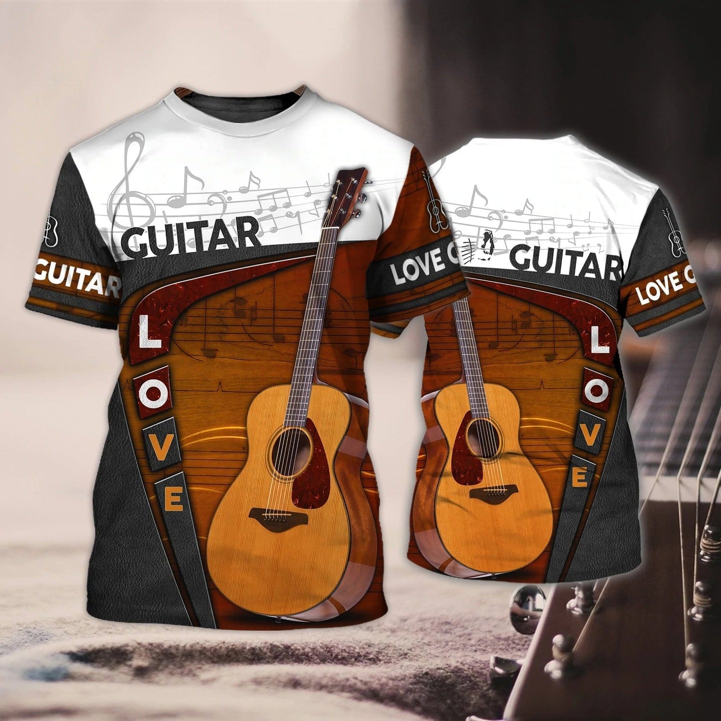 3D All Over Print T Shirt Love Guitar For Guitarist, Gift For Guitar Lover, Guitar Sublimation Shirt Hoodie TO0204