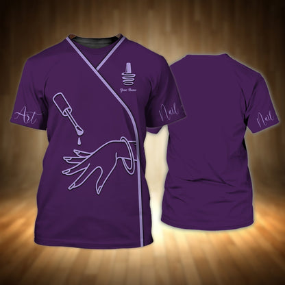 Nail Technician Personalized Custom 3D Tshirt Tad Purple Nail Tshirt TO0938