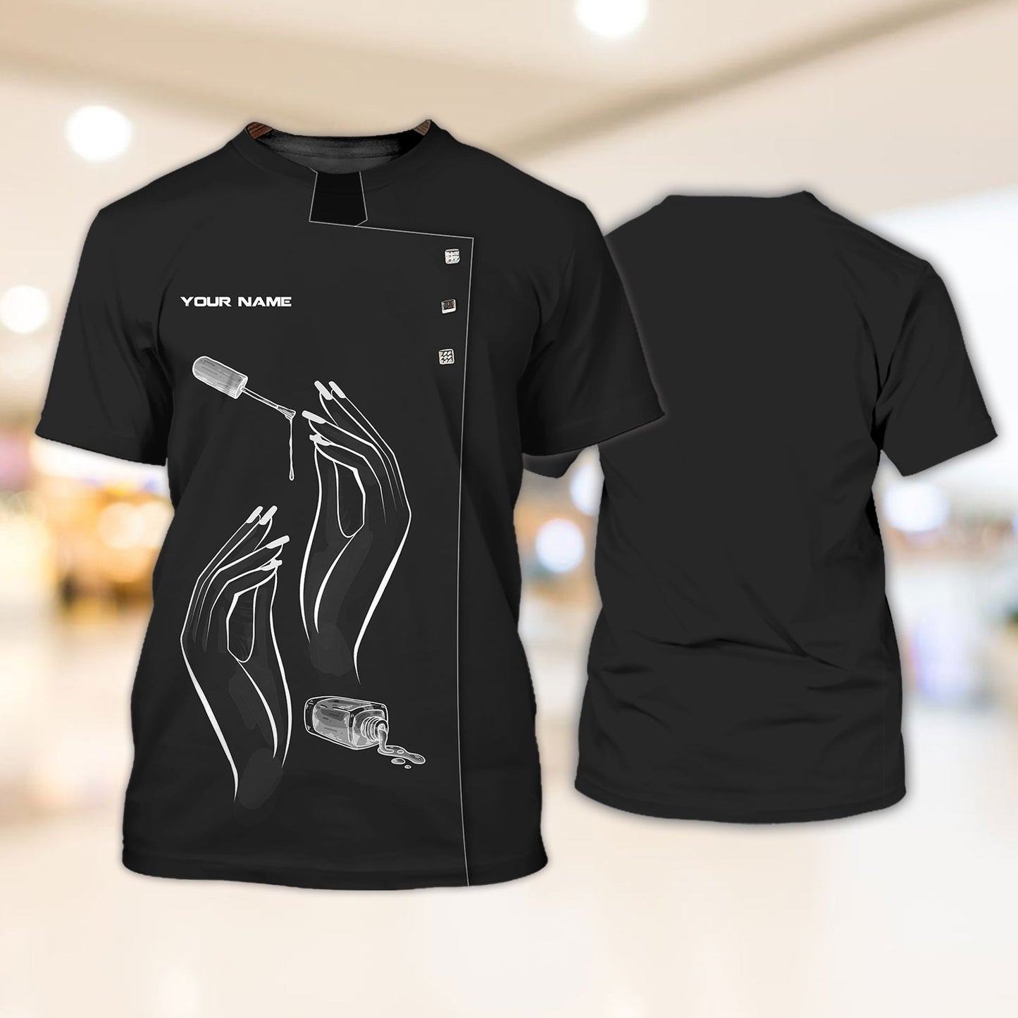 Personalized 3D All Over Printed Nail Technician Black T Shirt, Nail Uniforms TO1173