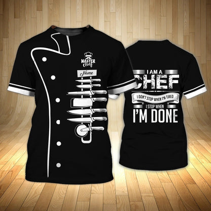 Personalized 3D Print Master Chef T Shirt Men Women, Unisex Kitchen Basic Cook Shirt TO2550