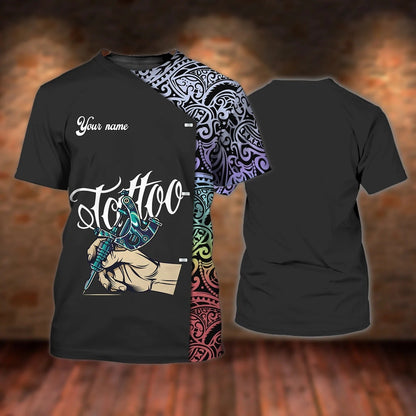 Custom 3D Tattoo Shirt Men, Tattoo Shop Uniform, Tattoo Lover Tshirt, Gift For A Tattoo Artist TO2640