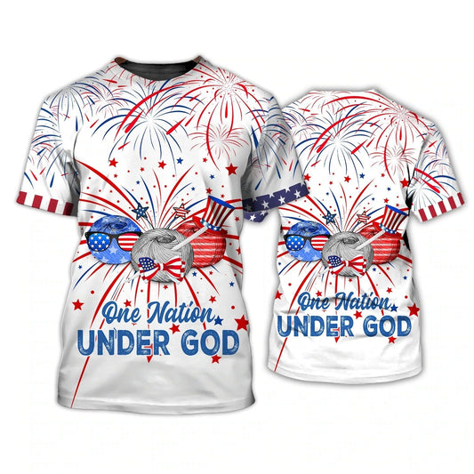 Independence Day Is Coming Crochet One Nation Under God 3D Full Print T Shirt, 3D Hoodie Pride 4Th July Strong American TO0157