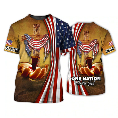 One Nation Under God 3D All Over Print Shirt Bomber, Patriotic Independence Day United States Strong American 3D Shirts TO0212