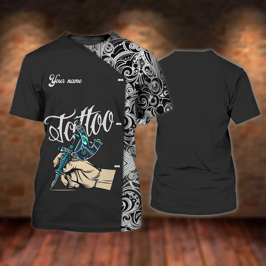 Custom 3D Tattoo Shirt Men, Tattoo Shop Uniform, Tattoo Lover Tshirt, Gift For A Tattoo Artist TO2640