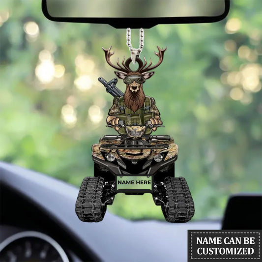 Hunting Car Ornament, Hunter Vehicle With Deer Personalized Flat Car Hanging Ornament Gift For Hunter OO0011