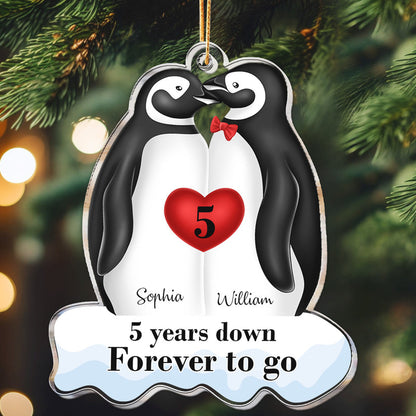 Many Years Down Forever To Go - Personalized Acrylic Ornament, Custom 5 Years Down Forever To Go Wedding Anniversary Older Married Couples Ornament ON0396