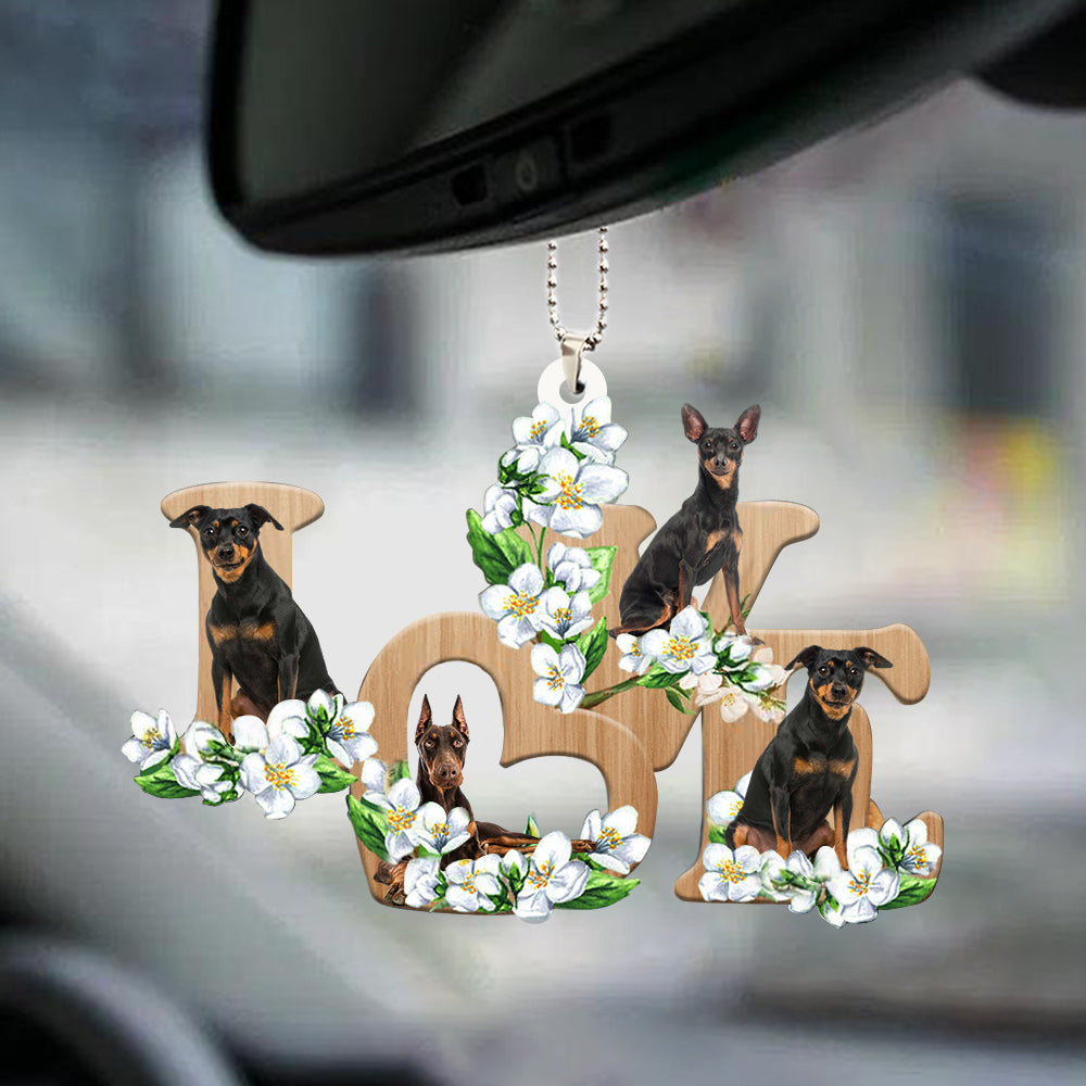 Miniature Pinscher Love Flowers Dog Lover Car Hanging Ornament Gift For Dog Lovers OO0893