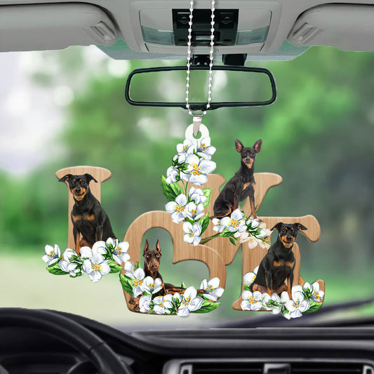 Miniature Pinscher Love Flowers Dog Lover Car Hanging Ornament Gift For Dog Lovers OO0893