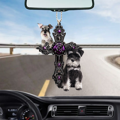 Miniature Schnauzer Pray For God Car Hanging Ornament Dog Pray For God Ornament Lasfour OO0769