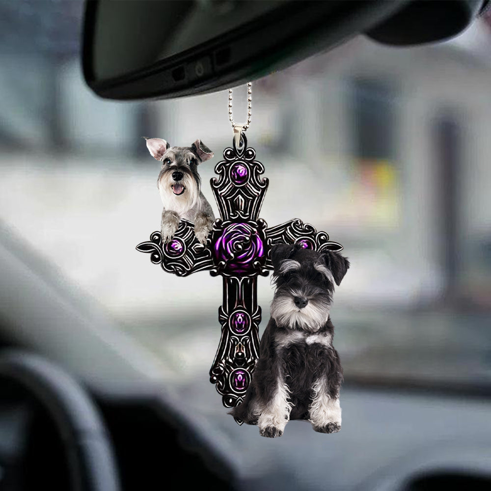 Miniature Schnauzer Pray For God Car Hanging Ornament Dog Pray For God Ornament Lasfour OO0769