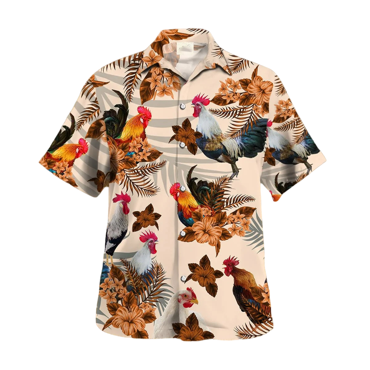 Chicken Hibiscus Hawaiian Shirt, Rooster Orange Hawaii Shirt, Chicken Lover Summer Gifts HO4733