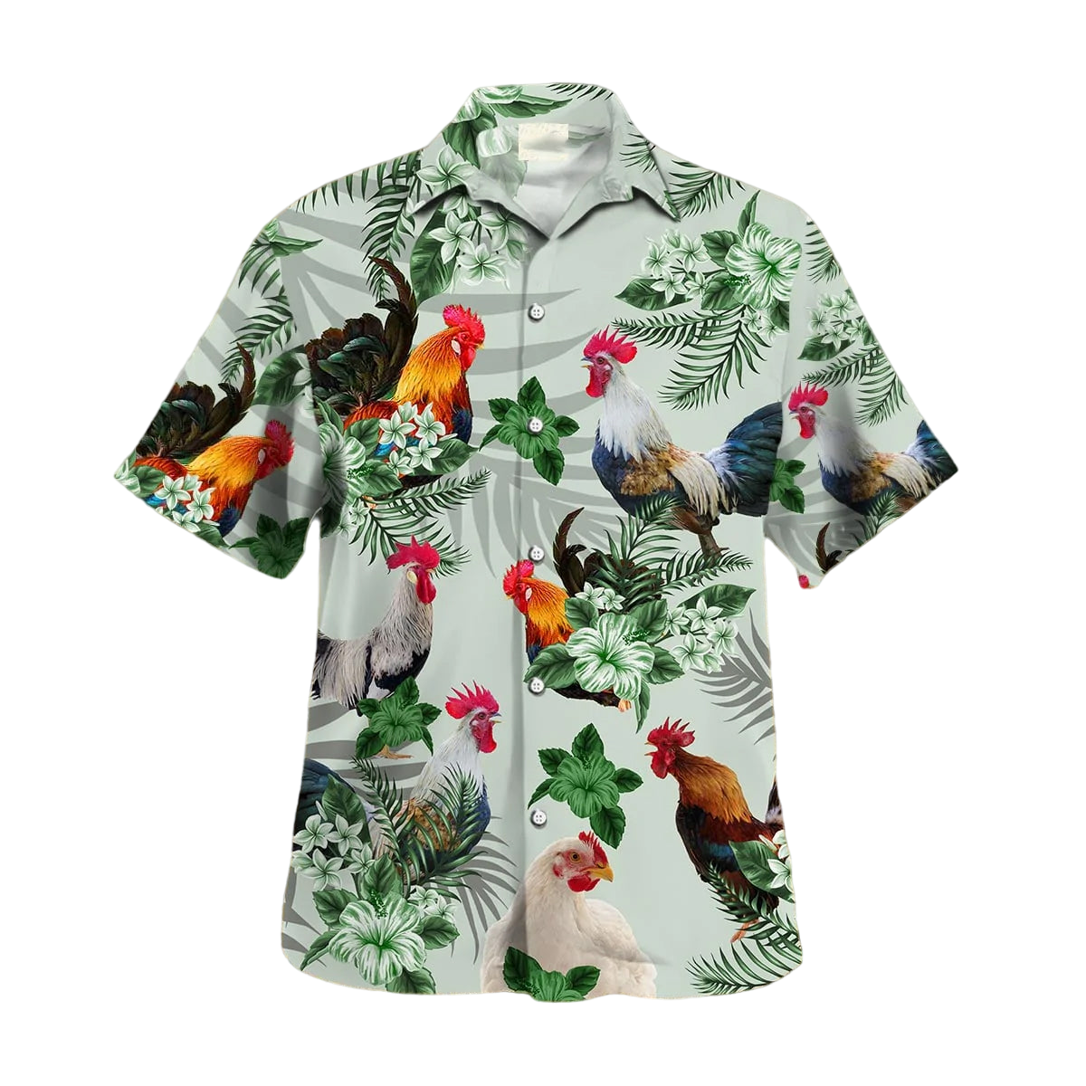 Chicken Hibiscus Hawaiian Shirt, Rooster Hawaiian Shirt, Cool Animal Farm Hawaii Shirt HO4745