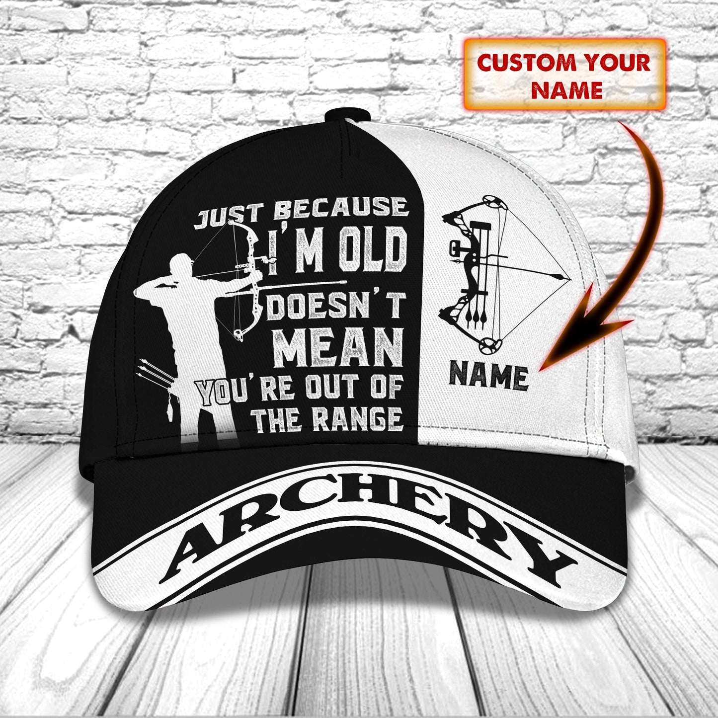 3D Classic Cap Archery Personalized Name Cap 43 Lasfour CA2229