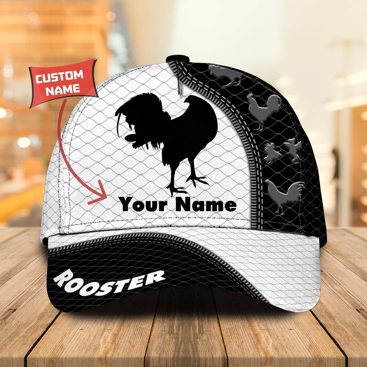 3D Classic Cap Rooster Personalized Name Cap Lasfour CA0740