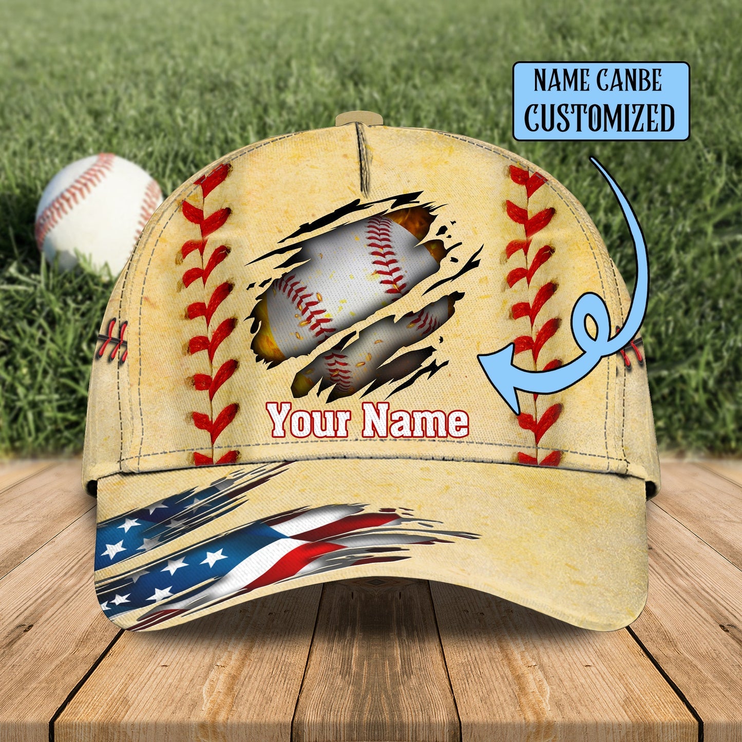 3D Classic Cap Baseball Personalized Name Cap Lasfour CA2350