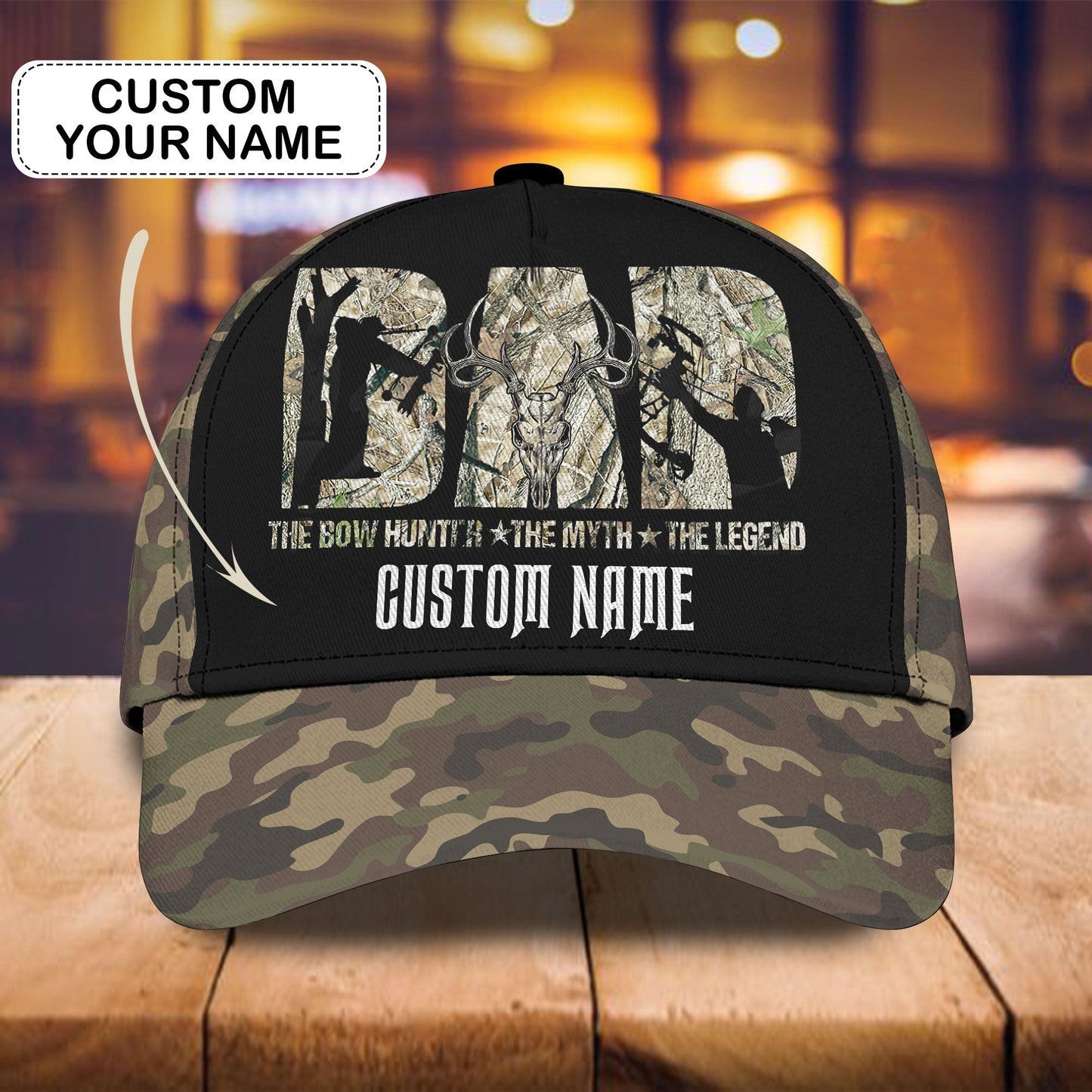 3D Classic Cap Hunting Dad Personalized Name Cap Lasfour CA0611