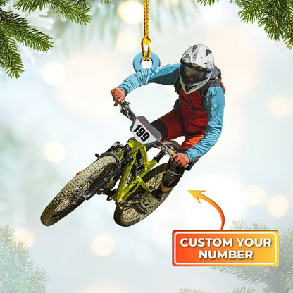 Custom Shaped Mountain Biking Flat Ornament - Christmas Home Decor Gift for Bikers SO1145