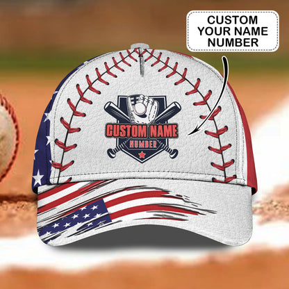 3D Classic Cap Baseball Usa Pride Personalized Name Cap Lasfour CA1237